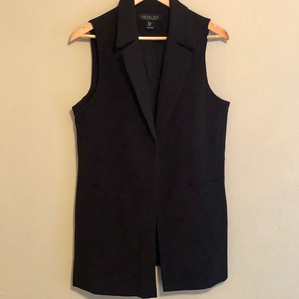 Rachel Zoe Long Black Sleeveless Blazer